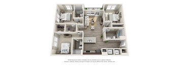 2 bedroom 2 bathroom Scoria Floorplan Image at Whetstone Flats, Nashville, TN, 1333 Sq. Ft.