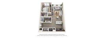 1 bedroom 1 bathroom Marble Floor Plan at Whetstone Flats, Nashville, TN, 766 Sq. Ft.