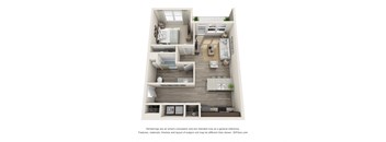 a stylized floor plan of a 1 bedroom192 sq ft