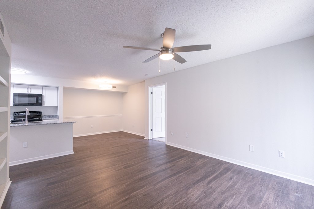 Contemporary Finishes Include Wood And Tile Flooring at The Residence at White River Apartments, Indianapolis, 46228