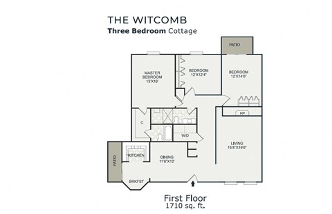 Witcomb Floor Plan at Governor Square Apartments, Indiana, 46032