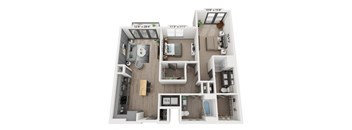 2 bedroom 2 bathroom Floor plan J at WOODBURN EXCHANGE, Cincinnati