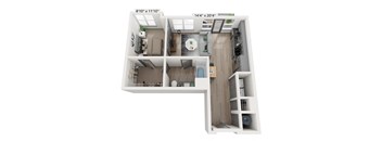 1 bedroom 1 bathroom Floor plan A at WOODBURN EXCHANGE, Ohio