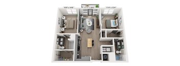 2 bedroom 2 bathroom Floor plan G at WOODBURN EXCHANGE, Cincinnati