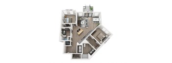 2 bedroom 2 bathroom Floor plan I at WOODBURN EXCHANGE, Cincinnati, OH