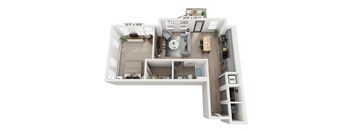 1 bedroom 1 bathroom Floor plan I at WOODBURN EXCHANGE, Cincinnati, OH, 45206