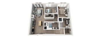 2 bedroom 2 bathroom Floor plan E at WOODBURN EXCHANGE, Ohio, 45206