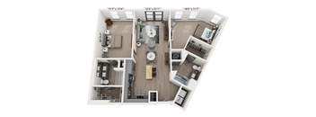 2 bedroom 2 bathroom Floor plan K at WOODBURN EXCHANGE, Ohio, 45206