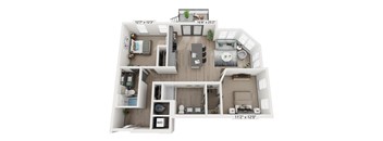 2 bedroom 2 bathroom Floor plan D at WOODBURN EXCHANGE, Cincinnati, OH, 45206