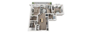 2 bedroom 2 bathroom Floor plan C at WOODBURN EXCHANGE, Cincinnati, Ohio