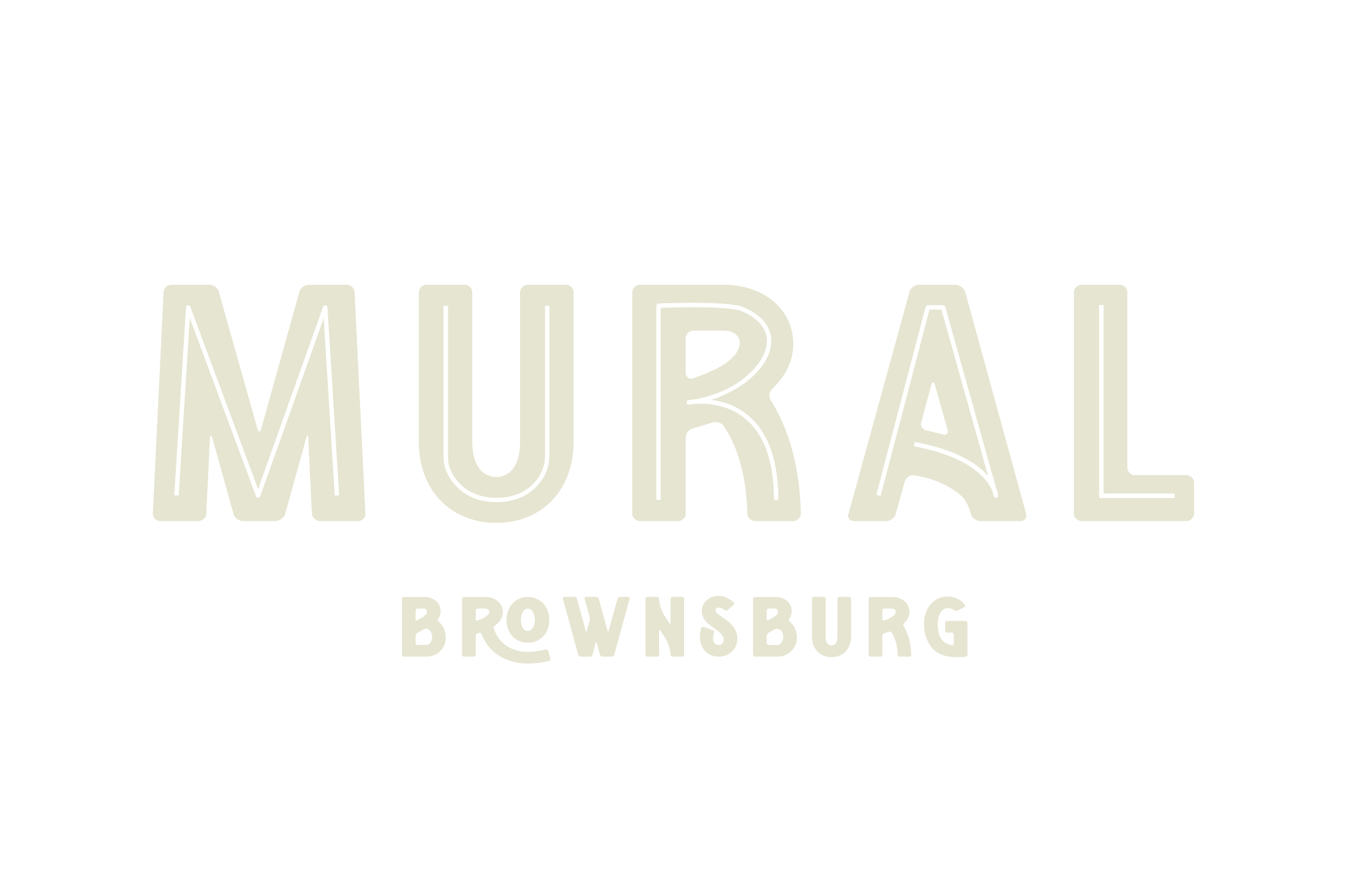 A logo with the words "MURAL BROWNSBURG" in white text on a black background.