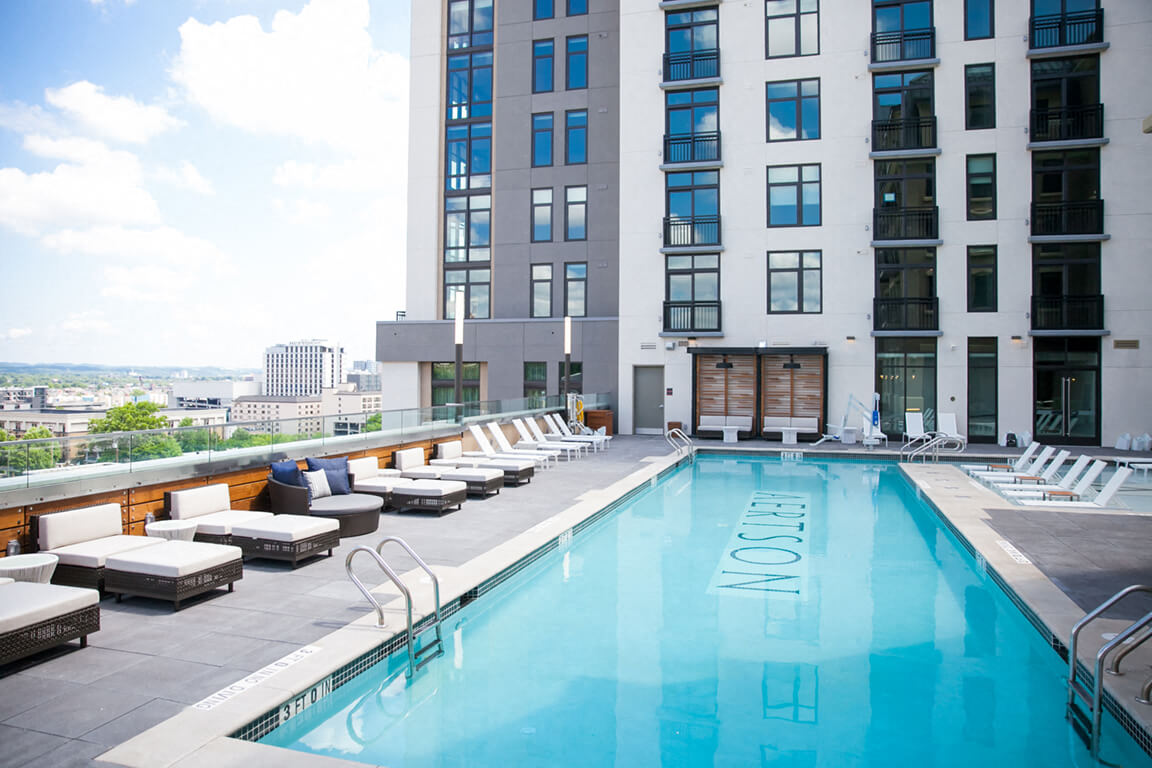 Pool Side Relaxing Area With Sundeck at Aertson Midtown, Tennessee