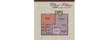 1 Bed 1 Bath Floor Plan at Gramercy, Carmel, IN, 46032