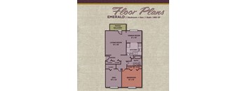1 Bedroom 1 Bath Floor Plan at Gramercy, Carmel, 46032