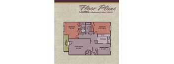 2 Bedroom 2 Bathroom Floor Plan at Gramercy, Indiana