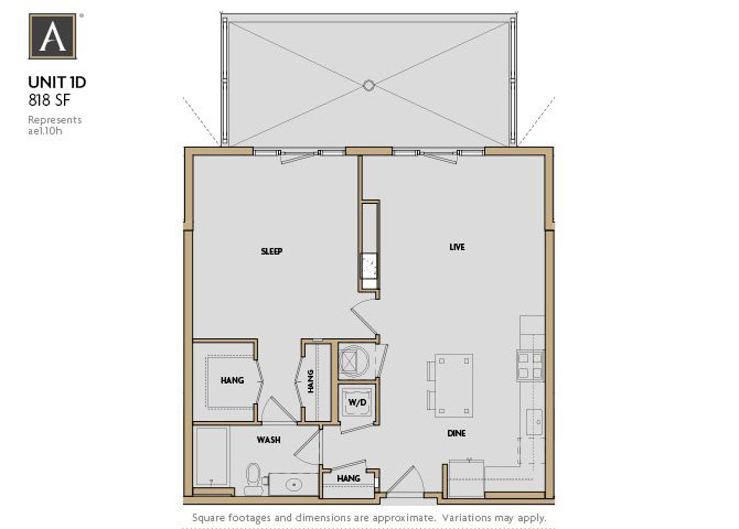 1 Bedroom V 1 Bath Floor Plan at Aertson Midtown, Nashville, TN, 37203