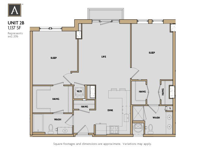 2 Bedrooms and 2 Bathrooms Floor Plans Jat Aertson Midtown, Nashville, TN, 37203