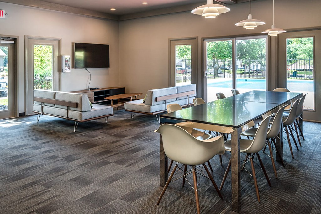 Clubroom With Smart Tv at Woodbridge Apartments, Louisville, KY