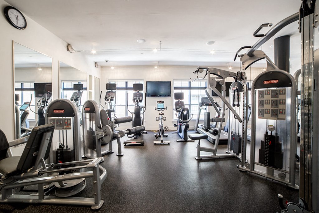 a gym with a lot of machines and weights at The Foundry, South Bend