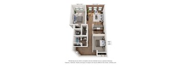 1 bed one bathroom floorplan at Indy Living Apartments, Indianapolis