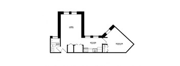 One bedroom 1 bathroom floorplan with walk-in closet at Indy Living Apartments, Indianapolis, IN