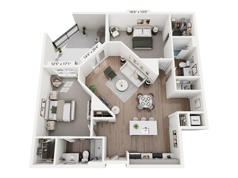 2 bed 2 bath J at Portrait Midtown Apartments, Indiana