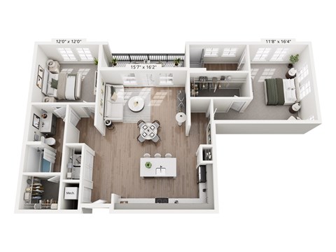 2 bed 2 bath I at Portrait Midtown Apartments, Carmel