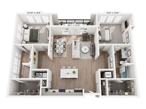 2 bed 2 bath E at Portrait Midtown Apartments, Carmel, IN, 46032