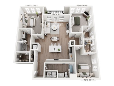 3 bed 2 bath at Portrait Midtown Apartments, Indiana, 46032