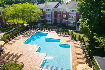 Drone View Of Poo Drone View Of Pool at Residence at White River, Indianapolis, 46228 - Photo Gallery 6