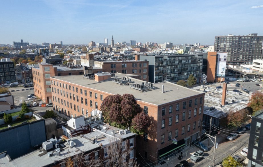a view of the city from the roof of a building