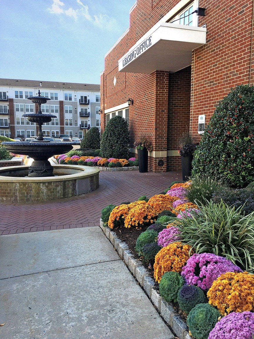 Beautiful landscaping and outdoor fountain