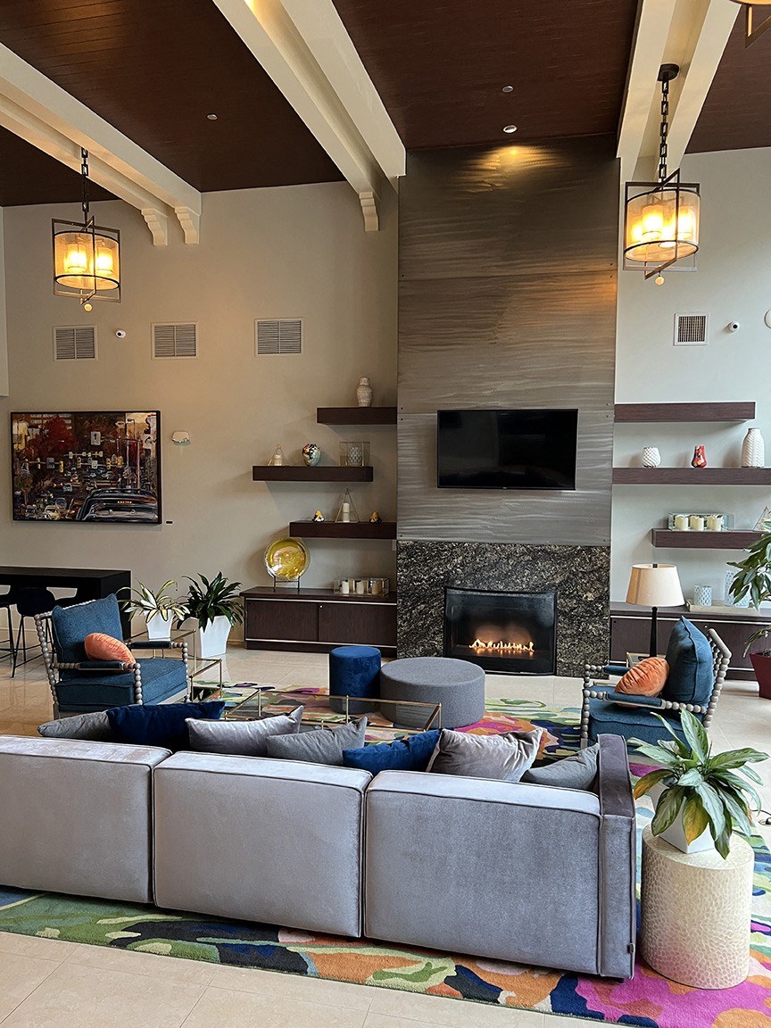 Luxury boutique, hotel–inspired lobby
