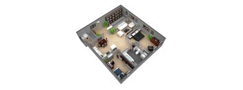 a floor plan of a apartment with a bedroom and living room