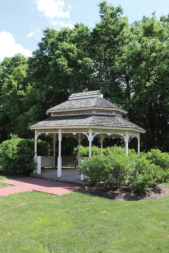 a gazebo in the middle of a park