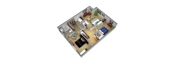 a floor plan of a house with a bedroom and living room