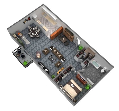 a floor plan of a home with a bedroom and a living room