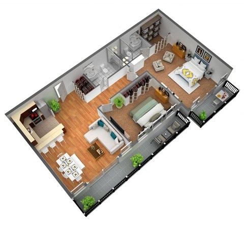 a floor plan of a house with a bedroom and a living room