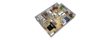 a floor plan of a house with a bedroom and a living room