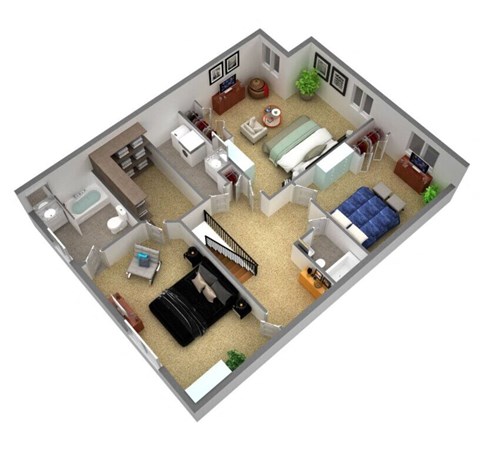 a floor plan of a house with a bedroom and a living room
