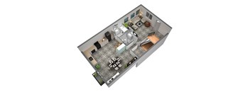 a floor plan of a home with a kitchen and living room
