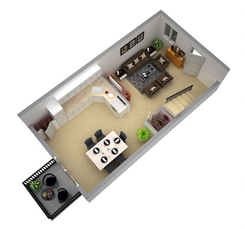 a floor plan of a kitchen and a living room