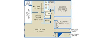 Two-Bedroom 1 1/2  Bath Apartment