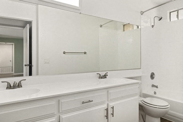 a bathroom with a sink and a toilet and a mirror