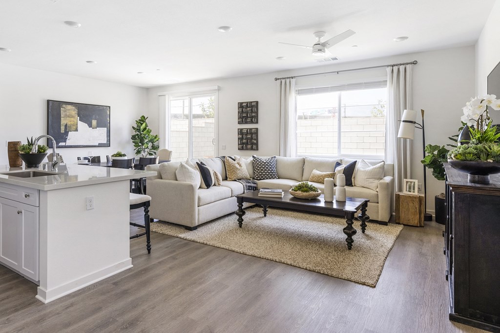 a living room with a couch and a coffee table