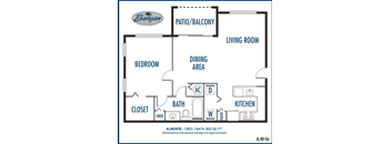 One bedroom floor plan Banyan Pointe in Coconut Creek Florida