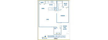 One bedroom floor plan Clipper Cove in Tampa Florida