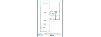 One bedroom floor plan Cross Keys in North Lauderdale Florida
