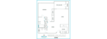 One bedroom floor plan Cross Keys in North Lauderdale Florida