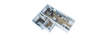 Side view of 1 bedroom A floor plan